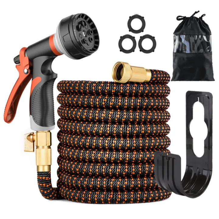 ZVD Manguera Jardin - Manguera Extensible con 10 Boquillas de Patrón de Pulverización Conector de Latón Tela 3300D Manguera de Alta Resistencia con Núcleo de Látex de 3 capas 15M/50FT - 1