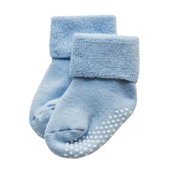 Calcetines De Algodón Para Bebés 2PCS Otoño Invierno Gruesos Y Cálidos Para Niños Y Niñas Antideslizantes Terry 0-3 Años - 1