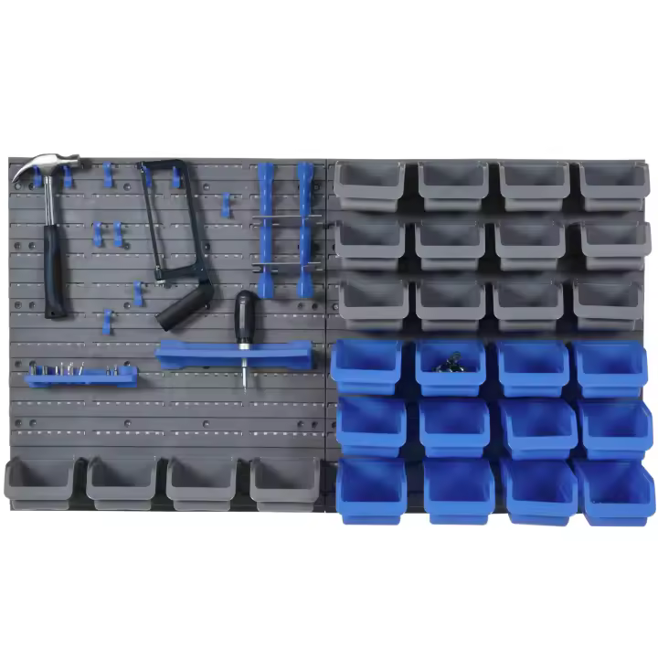 DURHAND Organizador de Herramientas de Pared de 44 Piezas 95x54 cm Estantería de Pared para Herramientas con 28 Cajas Apilables y Diferentes Ganchos - 1