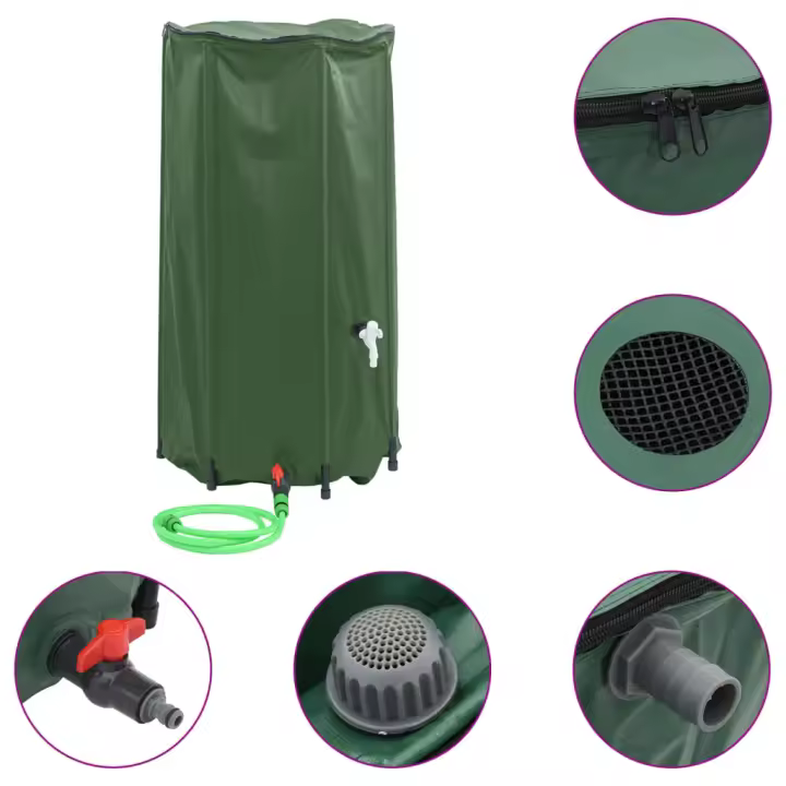 vidaXL Depósito de Agua Plegable con Grifo Bidón Contenedor Almacenaje PVC 100 l Color Negro,  Azul,  Verde y mas - 1