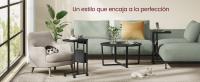 VASAGLE Mesa Auxiliar en Forma de C, Mesa de Sofá, Mesa para Espacios Pequeños, con Bolsa de Almacenamiento de Tela, Pies Ajustables y con Ruedas, para Sala de Estar, Negro Ébano/Blanco Crema - details 0