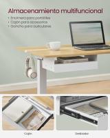 Escritorio eléctrico ajustable en altura, 60x120 cm, ajuste continuo, con 4 memorias de altura, toma de enchufe, usb integrado, disponible en blanco, marrón rústico y roble - details 16