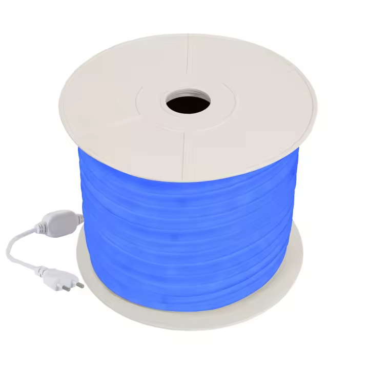 Ledkia Tira LED Neón Regulable 220V BOBINA 50m Azul Circular 360 9W/m Corte 100cm IP67 Azul - 1