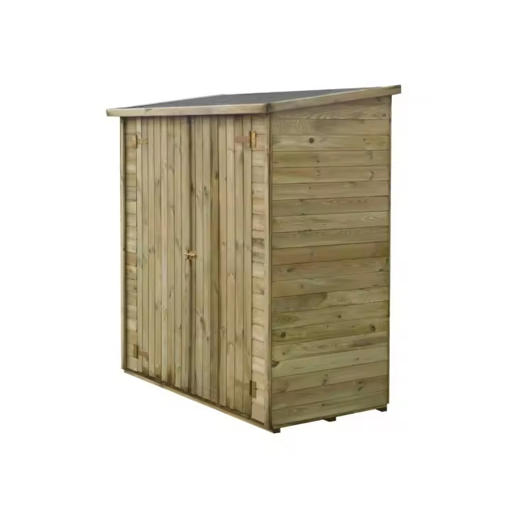 Caseta de jardín adosada LIPKI - 1.79 x 0.90 x 1.76/1.86 m - 1.62 m² - 12 mm - Con suelo - 1