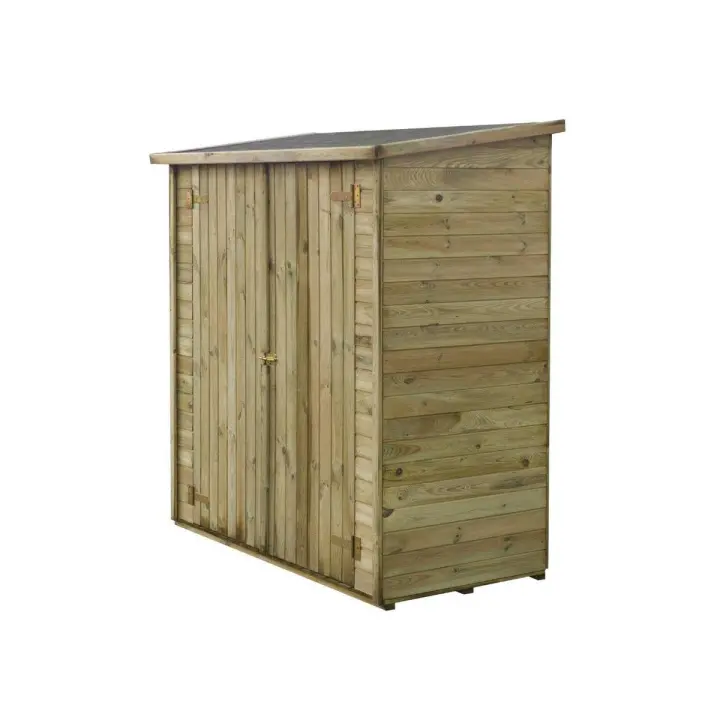 Caseta de jardín adosada LIPKI - 1.79 x 0.90 x 1.76/1.86 m - 1.62 m² - 12 mm - Con suelo - 1