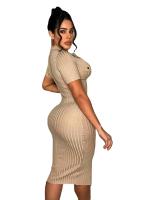 Vestido De Crochet Para Mujer De Corte Bodycon Con Manga Regular Y Cuello En V Vestido Fino Y Ajustado De Pierna Para Calle Moda Hipster - details 23
