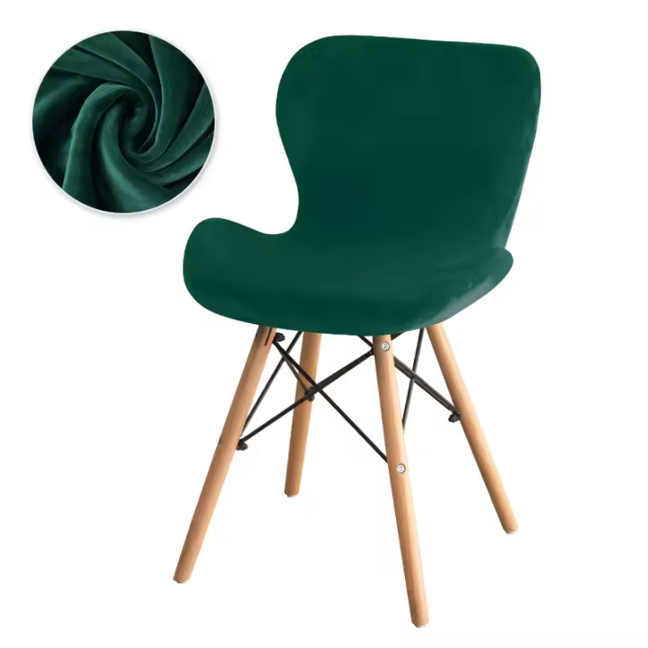 Cubierta De Silla Curva De Mariposa 1Pc Funda De Velours Para Banqueta De Comedor Estilo Europeo Lavable Y Elástica - 1