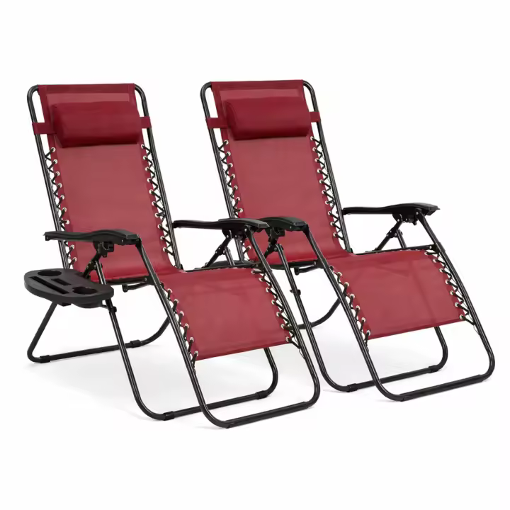 T-LoVendo Pack 2 Tumbonas o Sillas de Exterior Plegables para jardín, Playa, Piscina, terraza. Gravedad Zero 2 Unidades, Acero Ligero, Portavasos y Reposacabezas. - 1