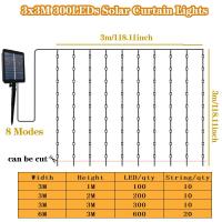 Luces De Cortina Solar De 100 LED Para Exteriores Resistente Al Agua Con Hilo De Cobre Plata 8 Modos Luz De Hada Para Decoración De Hogar Y Fiesta Navideña - details 5