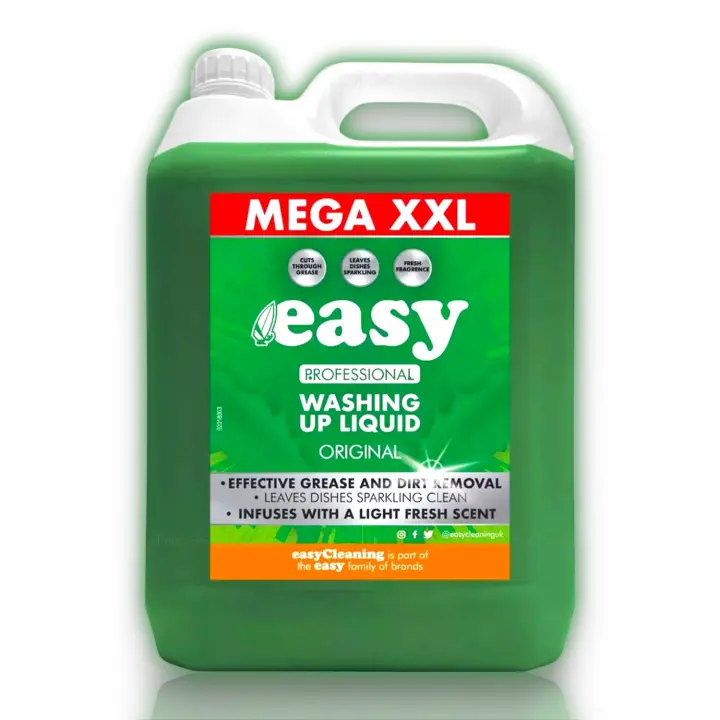 Liquido Lavavajillas EASY 5 Litros - Calidad Profesional - Presentación MEGA XXL - Efectivo Removedor de Grasa y Suciedad - Limpio y Brillante - Aroma Original Fresco & Cítrico - EASY. - 1
