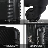 Juego de 3 Maletas Trolley Maleta, Maletas de Viaje Cabina ABS con Cierre de Combinación y 4 Ruedas Dobles 360. Maleta Rígida Resistente, Ligera con Interior Compartimentado DECODEKO - details 1