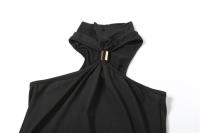 Vestido Maxi Sin Mangas De Halsk Para Mujer Kliou Estilo Clásico De Cuello Alto Alta Calidad Polyester Spandex Vestidos Elegantes Para Noche - details 11