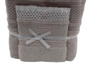 Juego de Toallas de Lujo con Puntilla de Crochet Beige - 100% Algodón Portugués, 500 g/m² - Set de 3 Toallas Absorbentes y Elegantes para Decorar tu Baño - Marca: Mommata - details 7