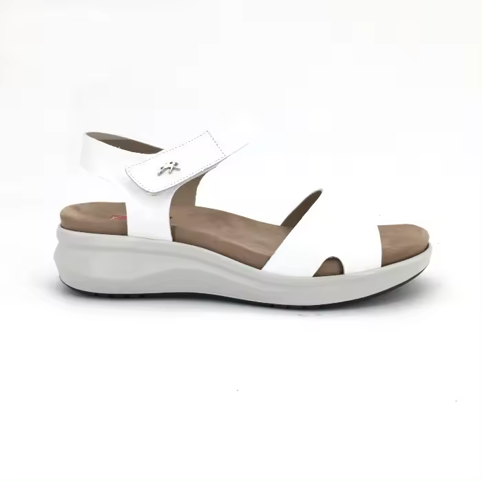Sandalia Fluchos para mujer, mod.1475, Sandalia monocolor cinta textil adhesiva de piel muy cómoda - 1
