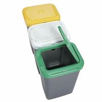 Tontarelli Papelera de reciclaje con 3 compartimentos, 75 litros en total, dimensiones 77x32x48 cm - details 4
