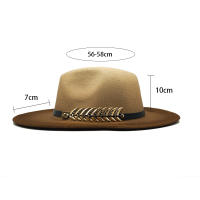 Gorro De Paja Gradiente De Otoño E Invierno Para Hombres Y Mujeres Gorro Fedora Clásico Con Pico Ancho Gorro De Paja Imitación Lana Cloche Para Mujer - details 1