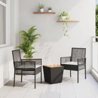 Conjunto de Bistro de Jardín de 3 Piezas vidaXL con Cojines Ratan de Polipropileno Negro - details 0