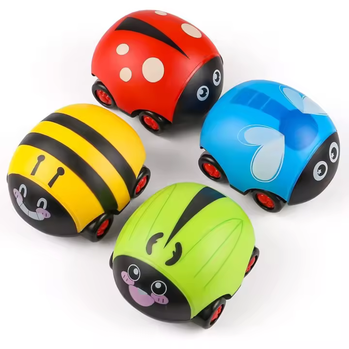 Juguetes para niños de 1, 2 y 3 años, coches de juguete, paquete de 4 juguetes de colores para niños pequeños, vehículos de fricción, juguetes para niños pequeños, coche de juguete para bebé con empuje hacia atrás - 1