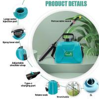PULVERIZADOR eléctrico de 5L/8L para jardín, atomización automática, recargable por USB, botella rociadora, regadera, riego de jardín - details 2