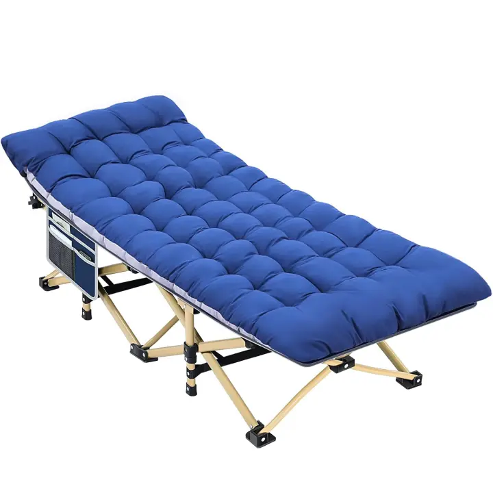 Cuna de Camping portátil con colchón, cunas de Dormir Plegables para Adultos, 188 x 71 x 35 cm Cama de Campamento Plegable Resistente con Acolchado para Camping - 1