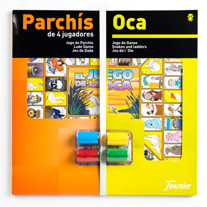 Juego Parchis y Oca tablero 40x40cm Fournier incluidas fichas, cubiletes  y dados para 4 jugadores - 1