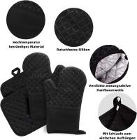 ZbazamgP Manoplas Horno Guantes de Cocina Algagón: 2 Antideslizante Manoplas Cocina Y 2 Juego de Mantel Individual - Guantes para Horno Diseño Antideslizante de Silicona para Cocinar Hornear near Microonda Negro - details 6