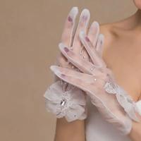 Guantes De Boda De Color Ivory Con Cristales Nuevo Llegada Tamaño Unico Para Mujer Guantes De Novia De Muñeca Larga - details 2