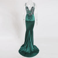 Vestido De Seda Elástico Con Cuello En V Y Espalda Descubierta Para Fiesta De Noche Boda Y Compromiso Vestido De Noche De Mujer Longitud Del Piso Estilo Mermaid Sin Mangas - details 28