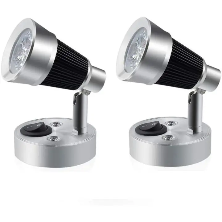 3W 12V LED Reag Light para RV, aplique de pared pequeño proyector interior 90 ° convenientemente ajustable con interruptor para autocaravanas de caravana (blanco cálido, paquete de 2) [clase energética A ++] - 1
