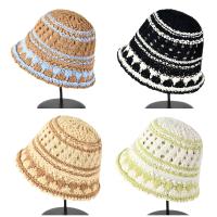 Sombrero De Paja Panamá Plegable Para Mujer Verano 2025 Estilo Coreano Casual Con Estampado Rayado Sombrero De Sol Hueco De Bollo - details 0