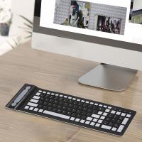 Mini teclado inalámbrico de silicona suave, portátil, Flexible, enrollable, resistente al agua, lavable, con receptor USB para PC, tableta y portátil - details 3
