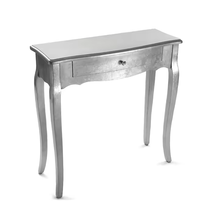 Versa Cagliari Mueble Recibidor Estrecho para la Entrada o el Pasillo, Mesa Consola, con 1 cajón, Medidas (Al x L x An) 80 x 30 x 80 cm, Madera, Color Plateado - 1