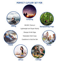 Juego De Cubiertos De Titanio Ultraligero Para Camping Y Viajes Knive Fork Spoon Cutlería Portátil Para Exteriores No Desechable - details 4