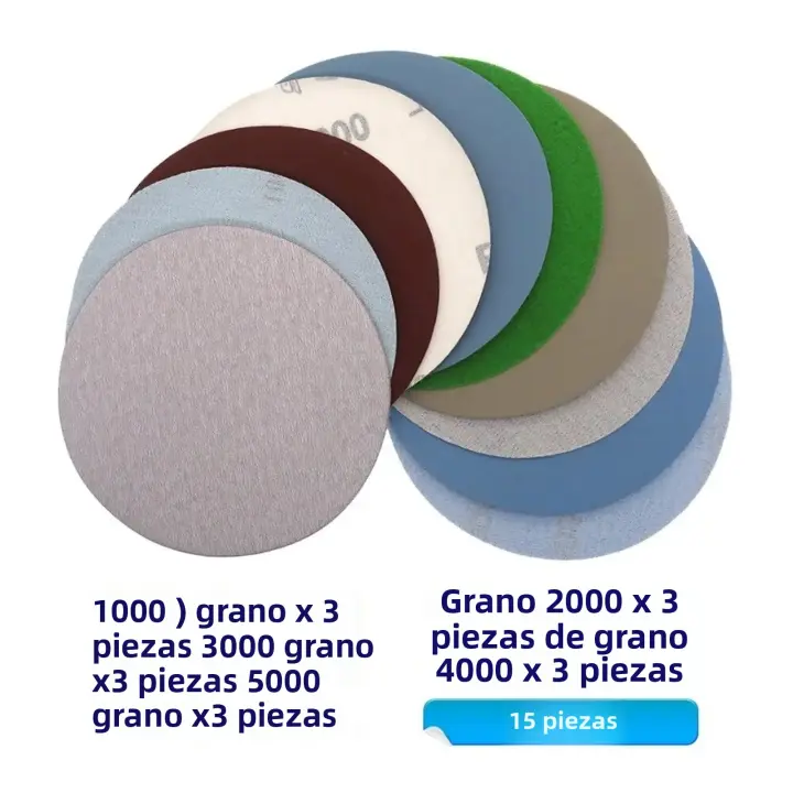 15PCS Discos De Arena 5 Pulgadas Assorted 1000-5000 Grit Papel De Piedra Seco Y Humedal Compatible Con Sopladores Orbitales Aleatorios Para Pulir - 1