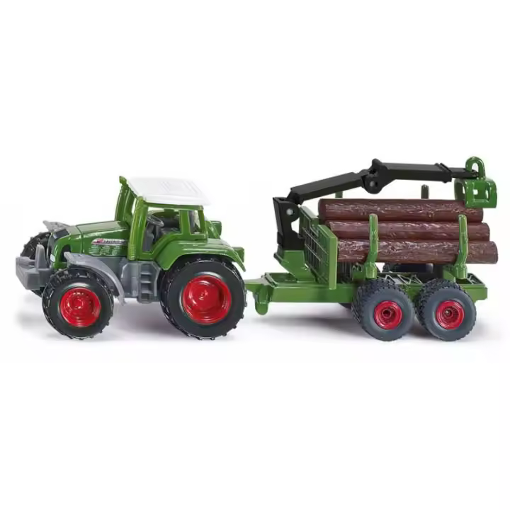 Siku Tractor Fendt con Remolque Forestal - Juguete Correpasillos para Diversión Al Aire Libre - 1
