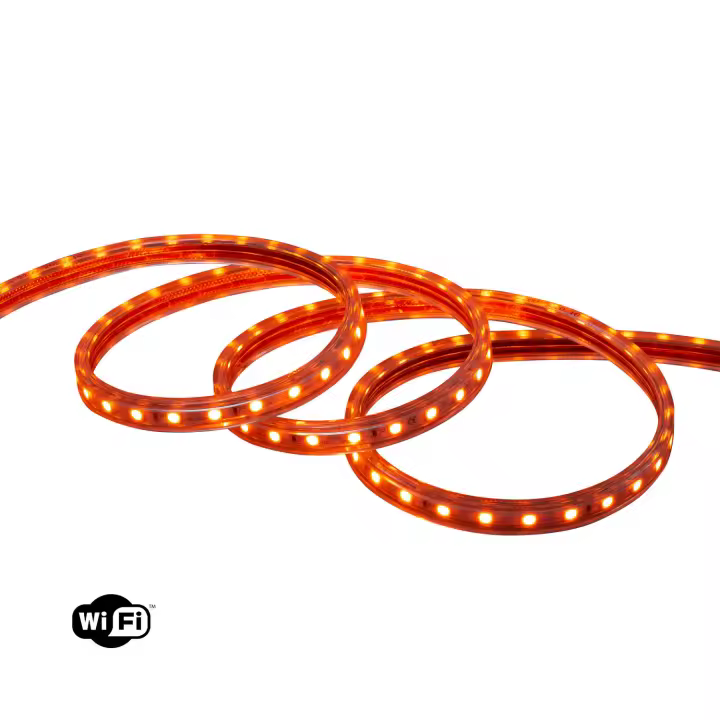 Ledkia Tira LED WiFi 220V AC 60 LED/m Naranja IP65 a Medida Ancho 14mm Corte cada 100 cm - 1