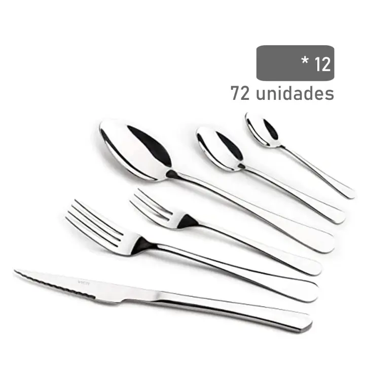 VIER - Juego de 72 Cubiertos de Acero Inoxidable Modelo Murano - 1