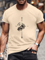 Camiseta De Verano Para Hombre Con Estampado Cuello Redondo Manga Corta Te De Estilo Casual Y Comodidad - details 3