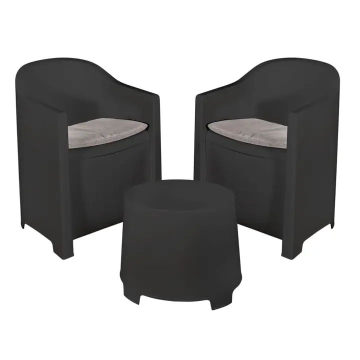 Factory Cuadros - Conjunto de Jardín Mesa con Dos Sillones con Cojines - 1