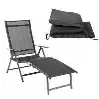 Tumbona plegable reclinable negra o gris, cama de sol con colchón de 6 cm, reposacabezas desmontable, aluminio inoxidable y tejido transpirable, confort máximo, capacidad 150kg, ideal para jardín y playa - details 6