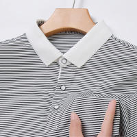 Camisa Polo De Punto Para Hombre 2024 Con Estampado De Rayas Algodón Transpirable Y Cómoda Para Negocios Casual Estilo Moderno - details 3