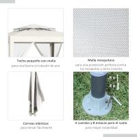 Carpa de Jardín 3x3 m Cenador con 4 Mosquiteras Laterales con Cremallera Techo de Ventilación y 8 Orificios de Drenaje Gazebo para Terraza Patio Exterior Beige - details 2