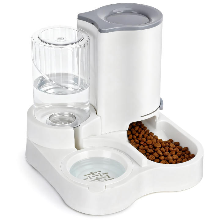 Nobleza - Comedero Bebedero Automático para Gatos 2 en 1 - Dispensador de Alimento 2.2L y Agua 1L, Diseño Antiderrames y Anticaspa para Mascotas Pequeñas/Medianas, Fácil de Limpiar y Recargar