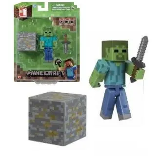 Figura Minecraft Steve Armadura Diamante Plástico 7cm + Accesorios - 1