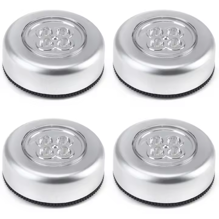 Paquete de 4 Luces LED activadas por tacto, Luz Nocturna táctil inalámbrica, Luces adhesivas, lámpara táctil con badería - 1