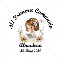 Etiquetas personalizadas para comunión pegatinas adhesivas personalizadas para detalles de invitados de comunión redondas Lote de 40 unidades niña niño - details 1