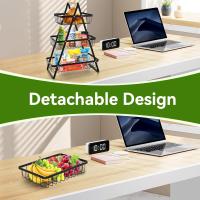 Mostrador de cocina multifuncional de cesta de frutas de tres pisos con mango de madera y estante de almacenamiento del restaurante para el almacenamiento de frutas, verduras y pan - details 2