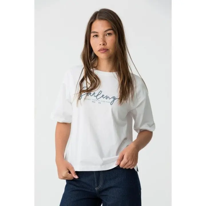 Marcas Mujer Ropa Tiffosi Tiffosi mujer Camisetas y tops  Camiseta letras -Tiffosi- Yatty blanca - 1