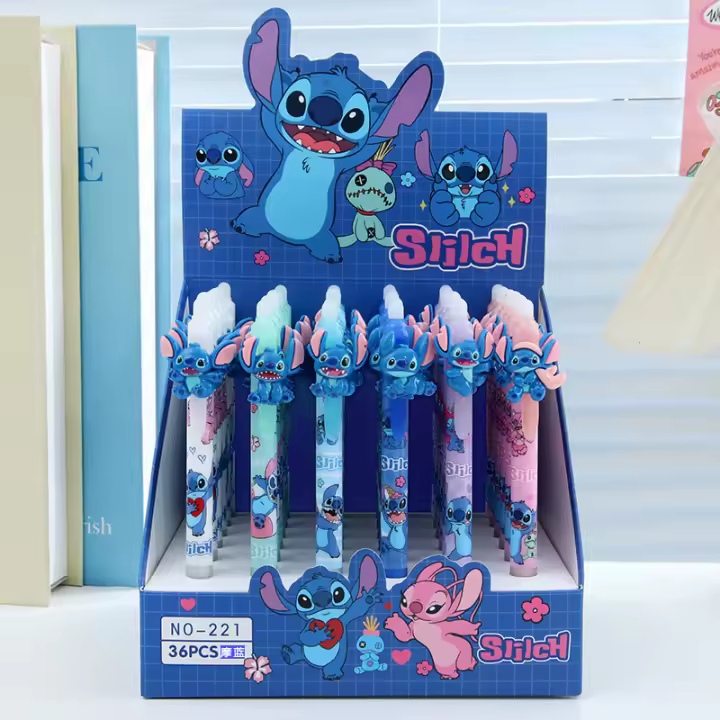 36pcs Bolígrafos De Tinta Borrable Kawaii Stitch 0.5mm Azul Para Escuela Y Oficina Suministros De Papelería Escribir Dulce - 1