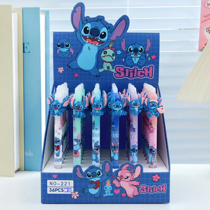 36pcs Bolígrafos De Tinta Borrable Kawaii Stitch 0.5mm Azul Para Escuela Y Oficina Suministros De Papelería Escribir Dulce - 1